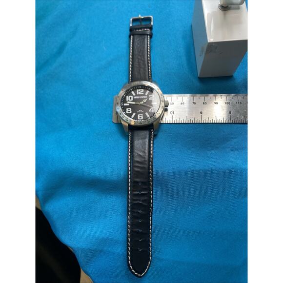 Swiss Spirit Water Resistant Solid Steel Watch Blue Face And Band New Battery
